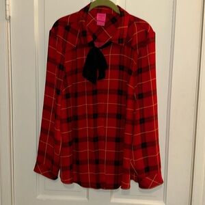 Sheer plaid button up blouse